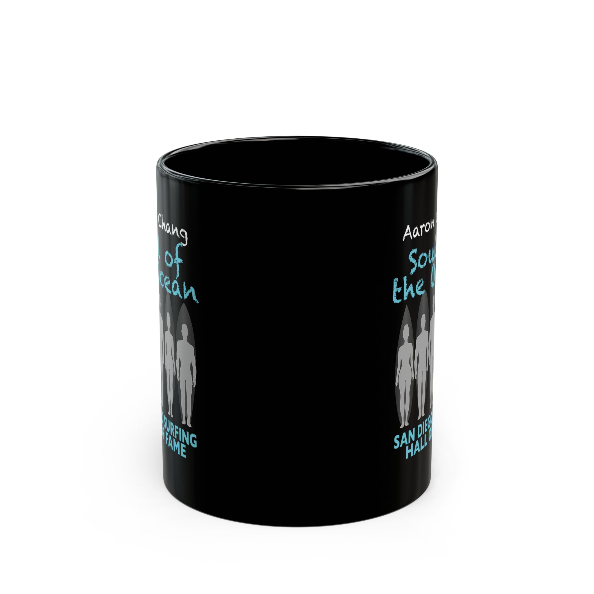 Black Mug Aaron Chang San Diego Surfing Hall of Fame - Soul of the Ocean Design - Image 2