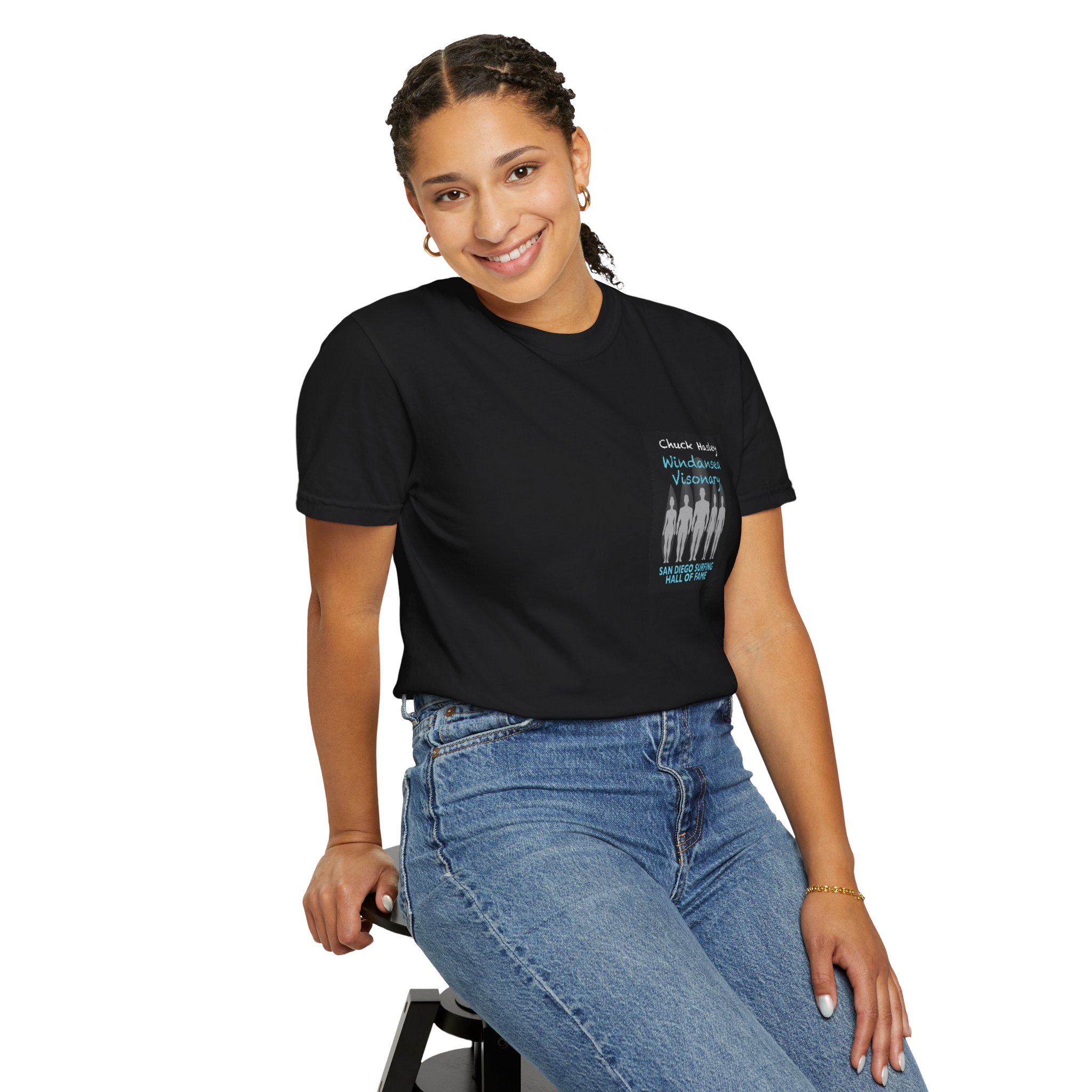 T-Shirt Chuck Hasley San Diego Surfing Hall of Fame.- Windansea Visonary Design - Image 5