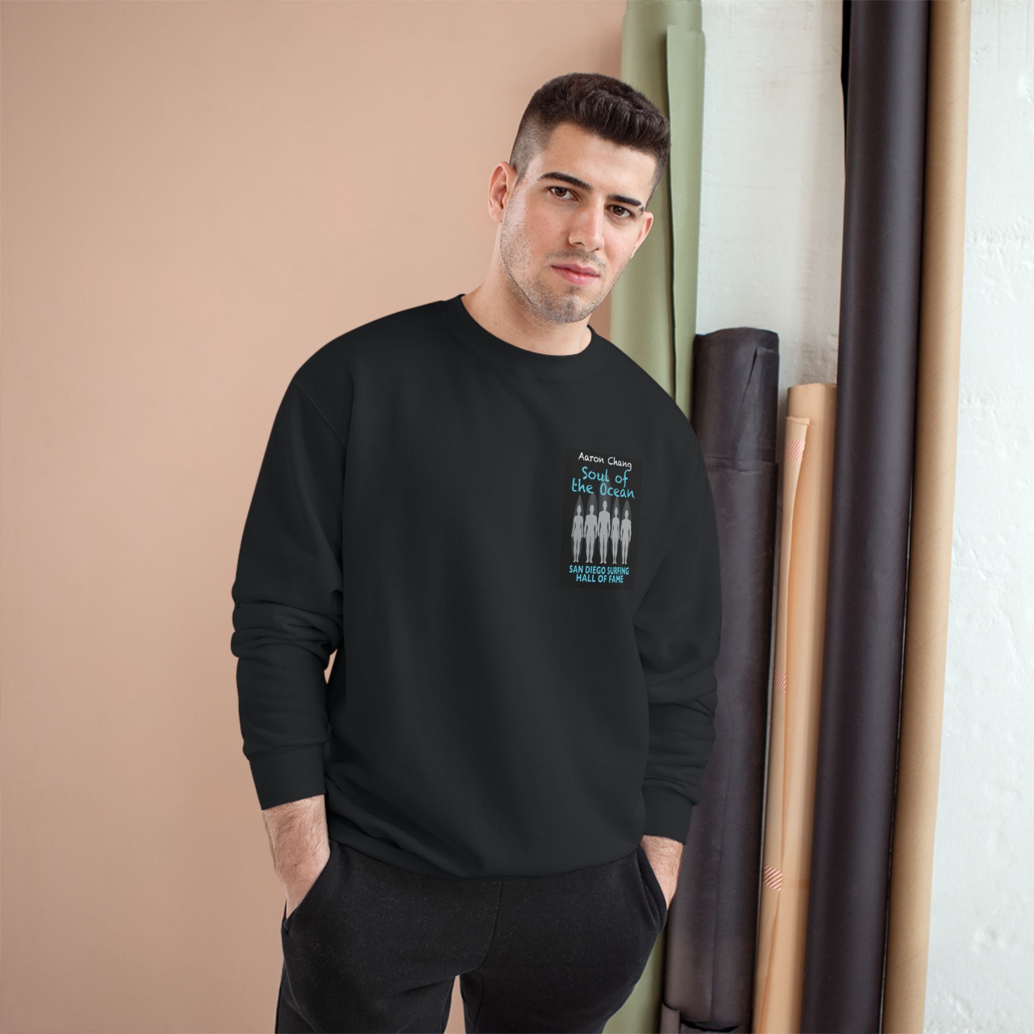 Champion Sweatshirt Aaron Chang San Diego Surfing Hall of Fame - Soul of the Ocean Design - Image 3