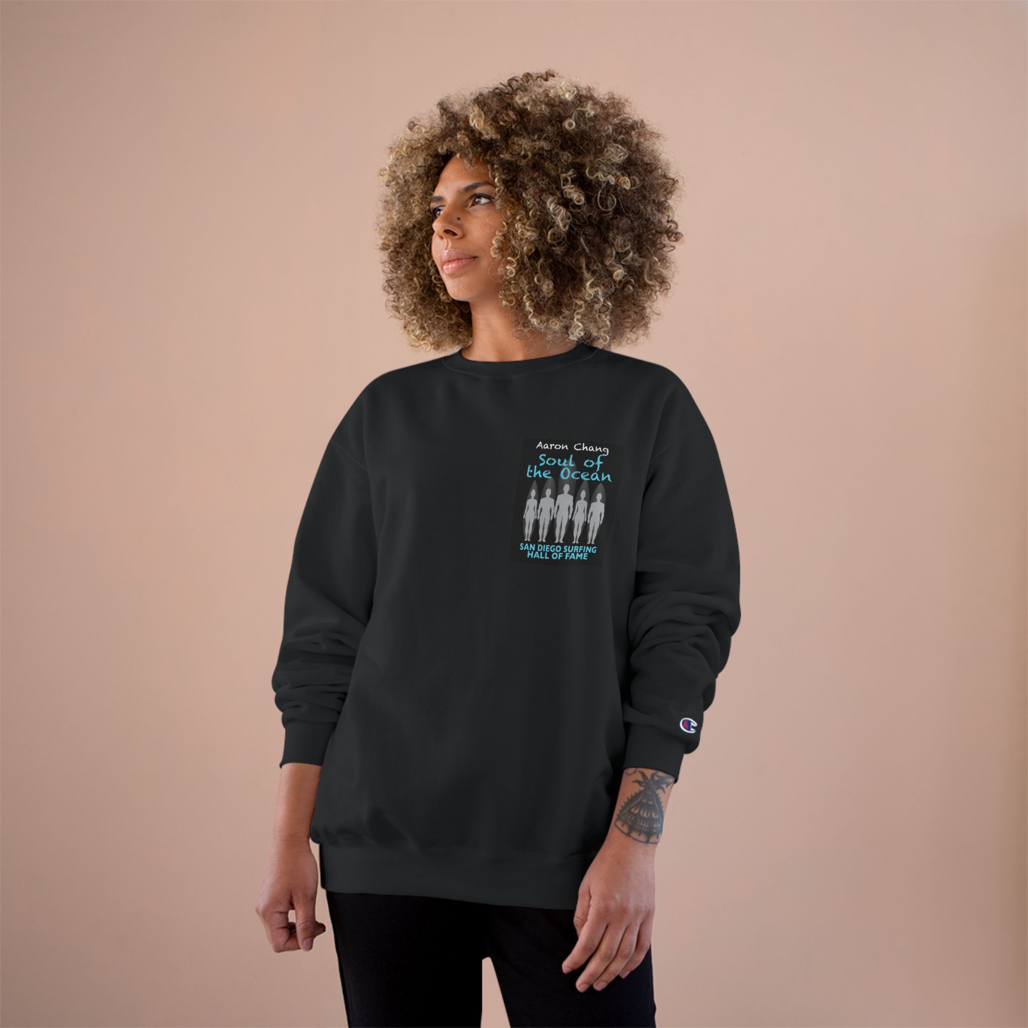 Champion Sweatshirt Aaron Chang San Diego Surfing Hall of Fame - Soul of the Ocean Design - Image 4