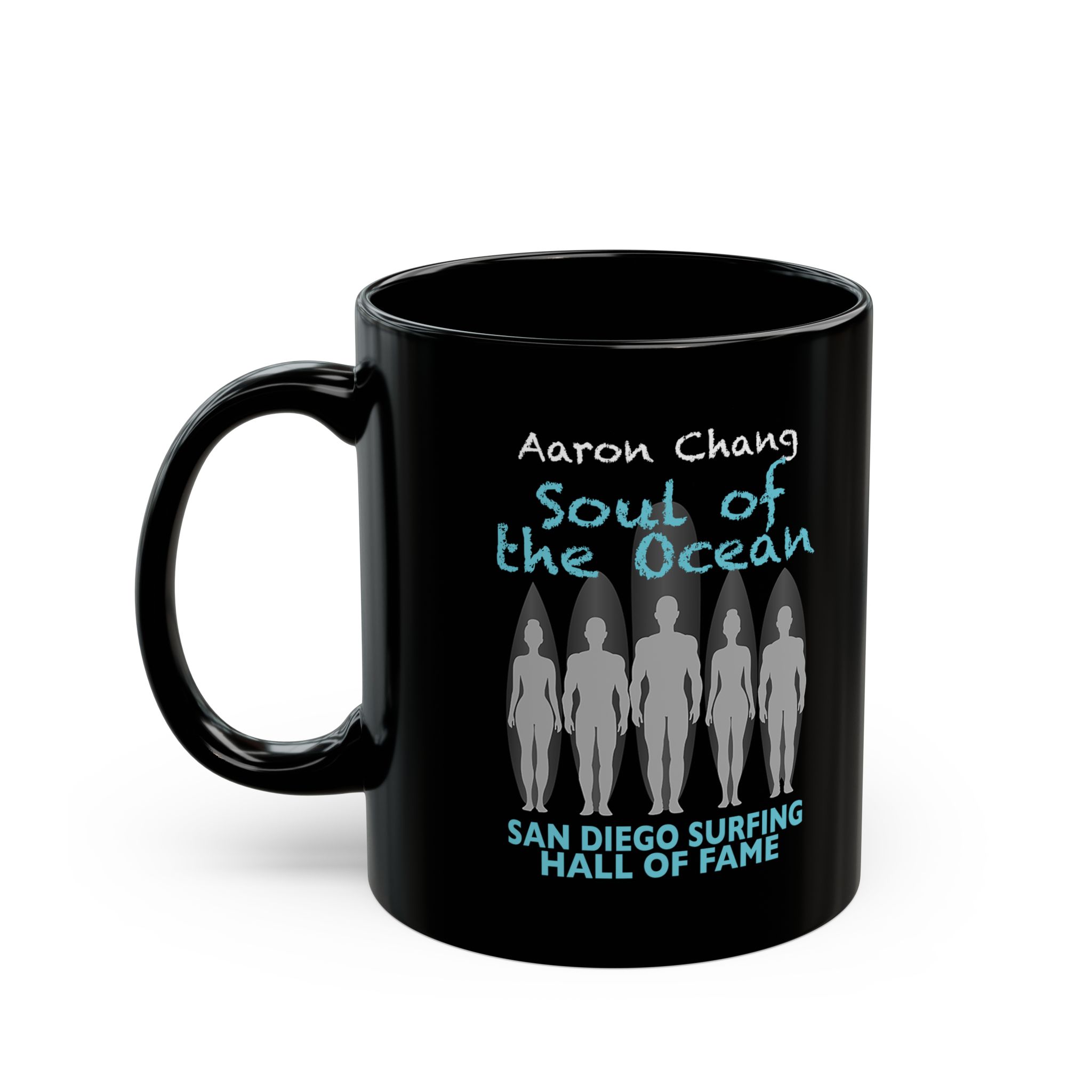 Black Mug Aaron Chang San Diego Surfing Hall of Fame - Soul of the Ocean Design - Image 3
